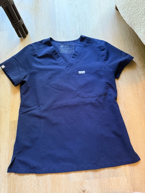 Figs Tops - Figs Navy V-Neck Medical Scrub Top